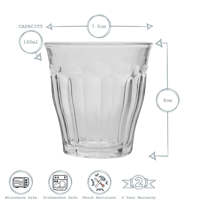 160ml Picardie Water Glasses - Pack of Six