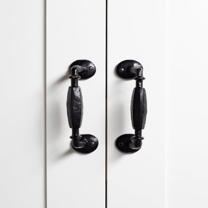 160mm Black Offset Wrought Iron Door Handle