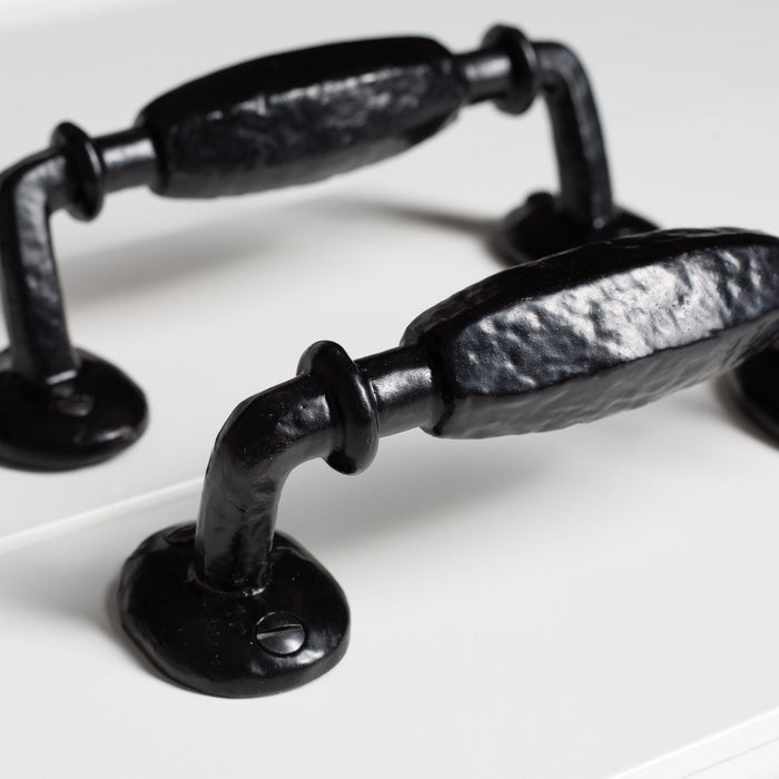 160mm Black Offset Wrought Iron Door Handle