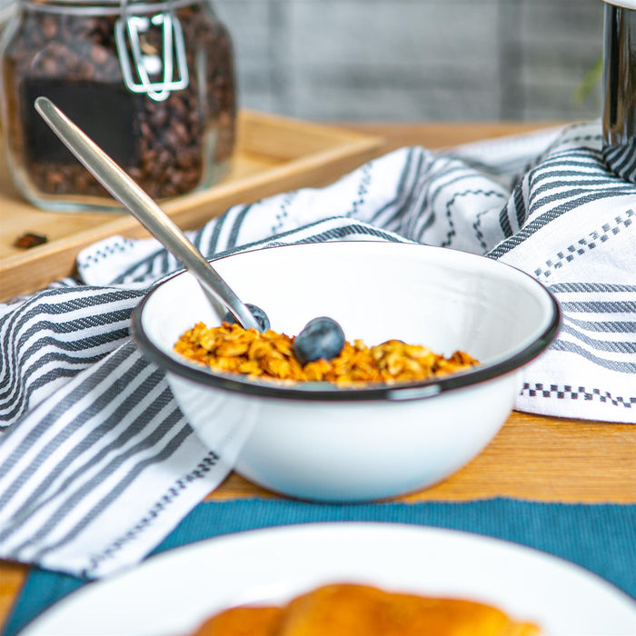 16cm White Enamel Bowls - Pack of Four