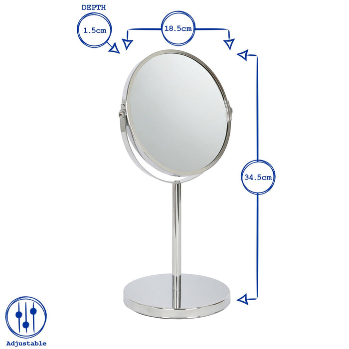18.5cm x 34.5cm Chrome Pedestal Mirror
