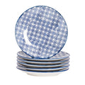 18cm Hand Printed Navy Stoneware Side Plates - Pack of Six