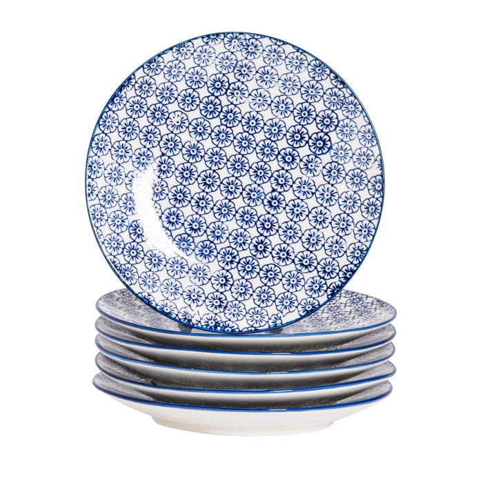 18cm Hand Printed Navy Stoneware Side Plates - Pack of Six