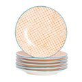 18cm Hand Printed Orange Stoneware Side Plates - Pack of Six