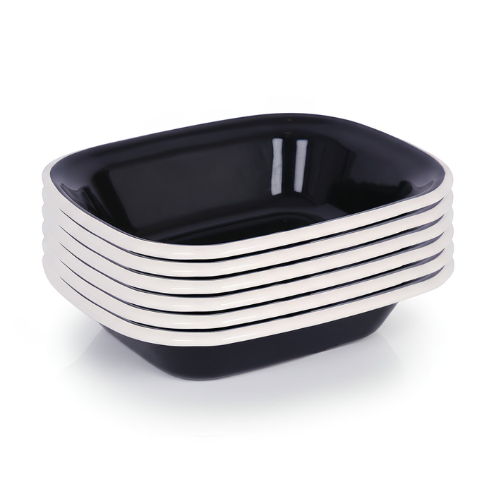 Black Enamel Pie Dishes - 18 x 13.5cm - White - Pack of 6