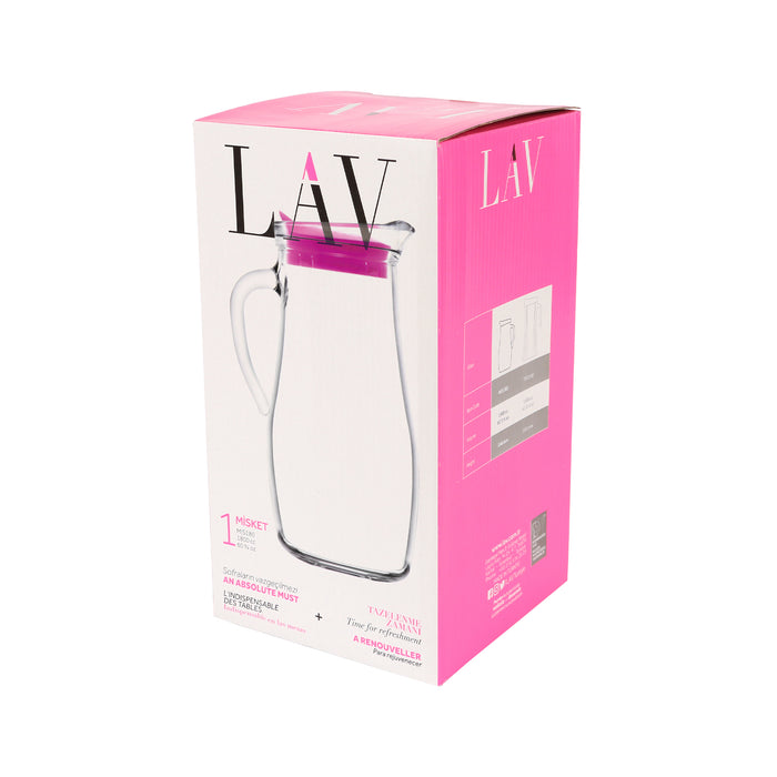 1.8L Misket Glass Water Jug with Pink Silicone Lid