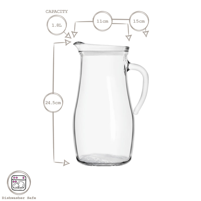 1.8L Misket Glass Water Jug with White Silicone Lid