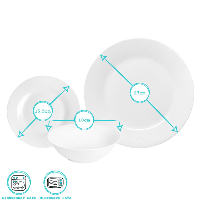 18pc White Porcelain Dinner Set