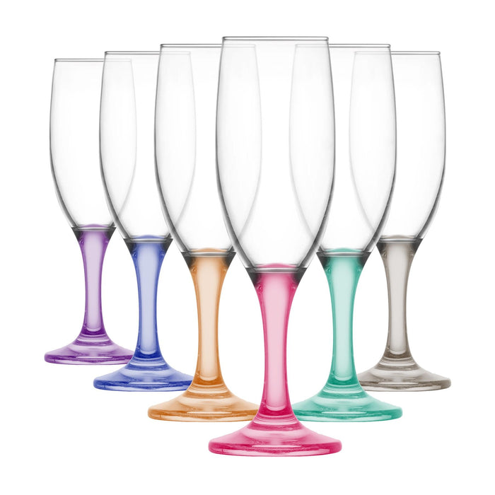 190ml Multicoloured Misket Champagne Flutes - Pack of Six