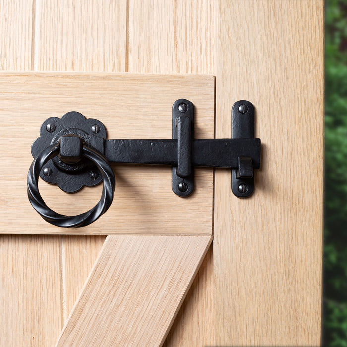 195mm Black Rose Ring Gate Latch