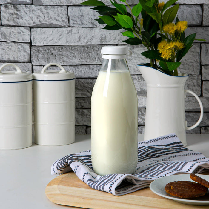 1L Glass Milk Bottle with Silicone Lid