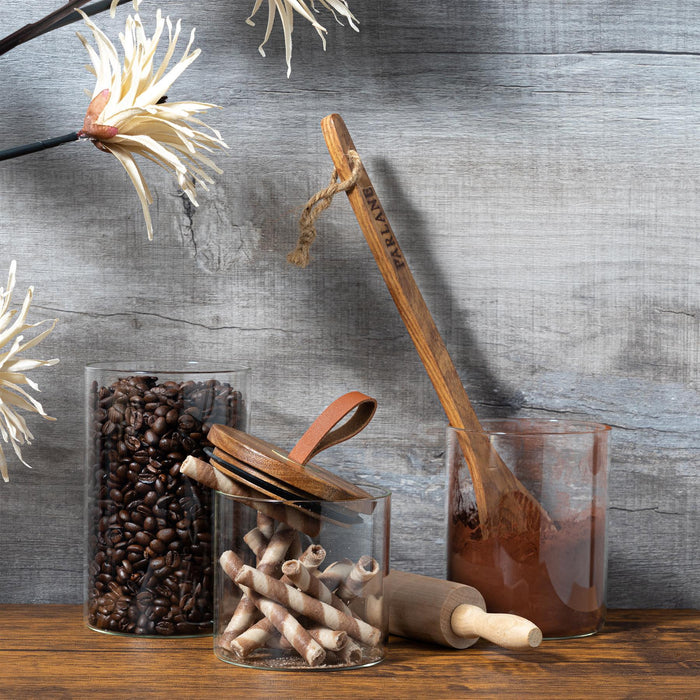 1L Scandi Storage Jar with Leather Loop Lid