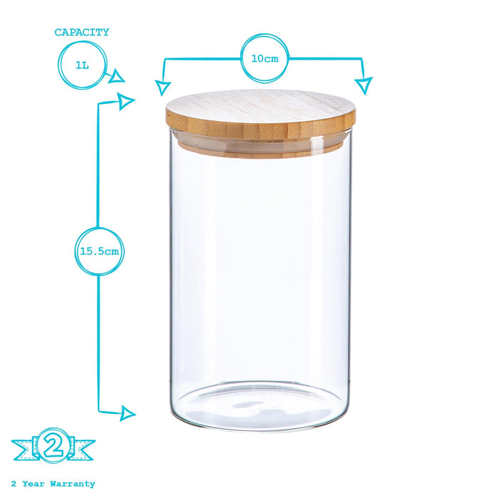 1L Scandi Storage Jar with Wooden Lid