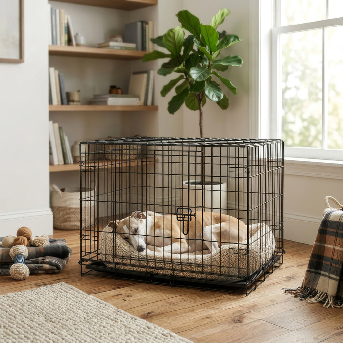 2 Door Metal Dog Crate with Removable Tray - Medium