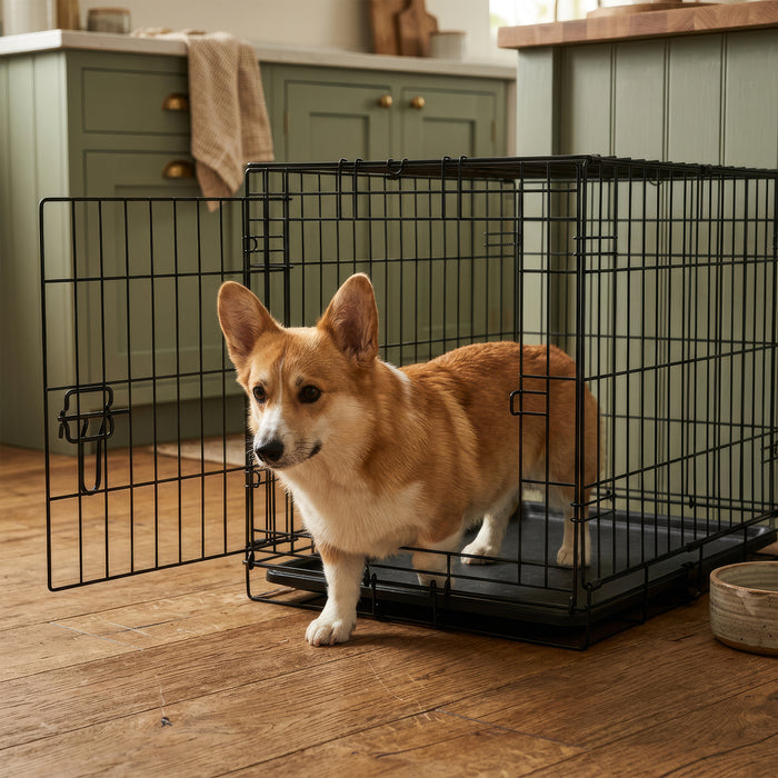 2 Door Metal Dog Crate with Removable Tray - Small