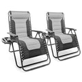 Harbour Housewares 2 Piece Padded Zero Gravity Chair Set - Grey