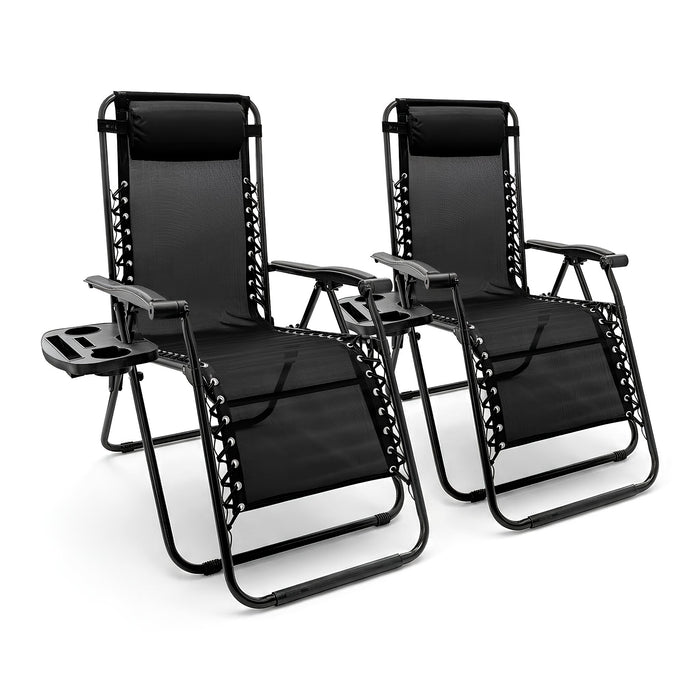 2 Piece Zero Gravity Chair Set - Black