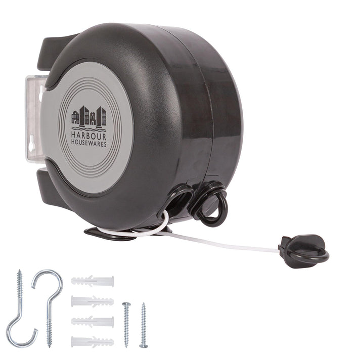 2 x 15M Retractable Dual Cord Washing Line - Black