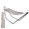 200cm x 80cm Deluxe Navy Striped Cotton Garden Hammock with Metal Stand