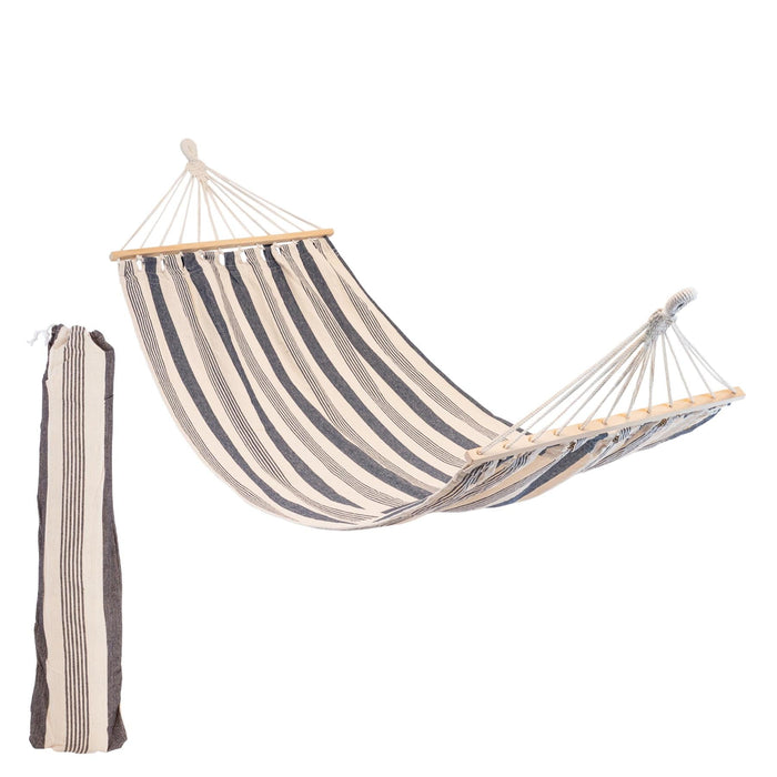 200cm x 80cm Deluxe Navy Striped Cotton Garden Hammock