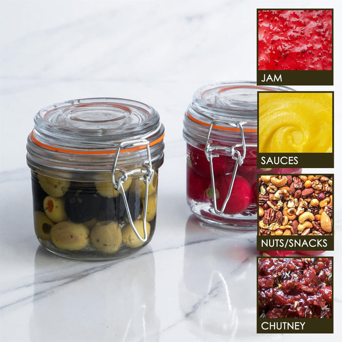 200ml Air Tight Overnight oats Classic Glass Storage Jar + Four Free Coloured Seals