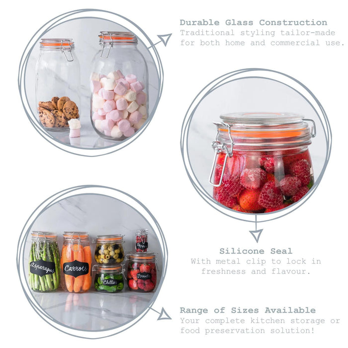 200ml Air Tight Overnight oats Classic Glass Storage Jar + Four Free Coloured Seals