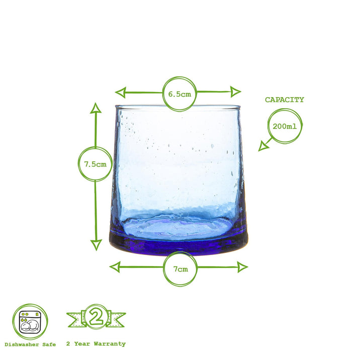200ml Blue Merzouga Recycled Tumbler Glasses - Pack of Six