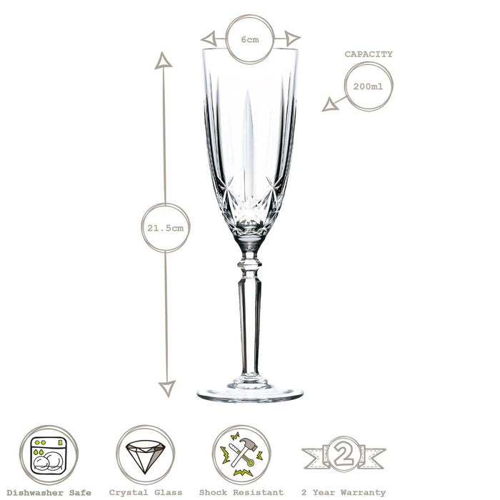 200ml Crystal Orchestra Champagne Flutes - Pack of Six