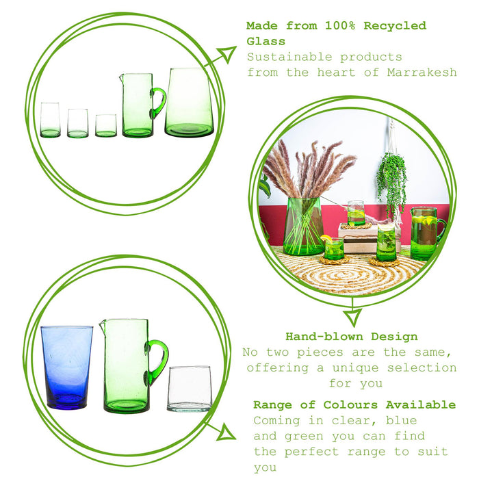 200ml Green Merzouga Recycled Tumbler Glasses - Pack of Six