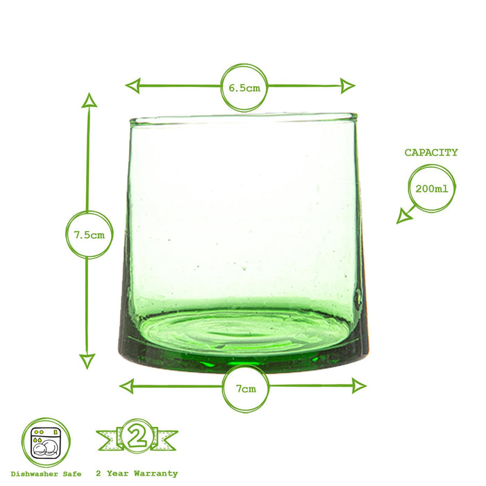 200ml Green Merzouga Recycled Tumbler Glasses - Pack of Six