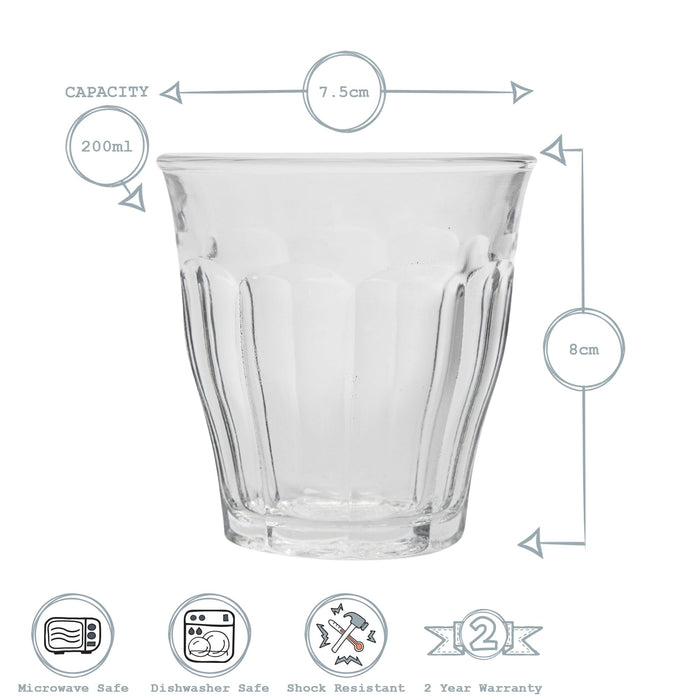 200ml Picardie Tumbler Glasses - Pack of Six