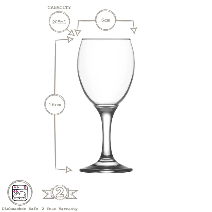 205ml Empire White Wine Glasses - Pack of Six