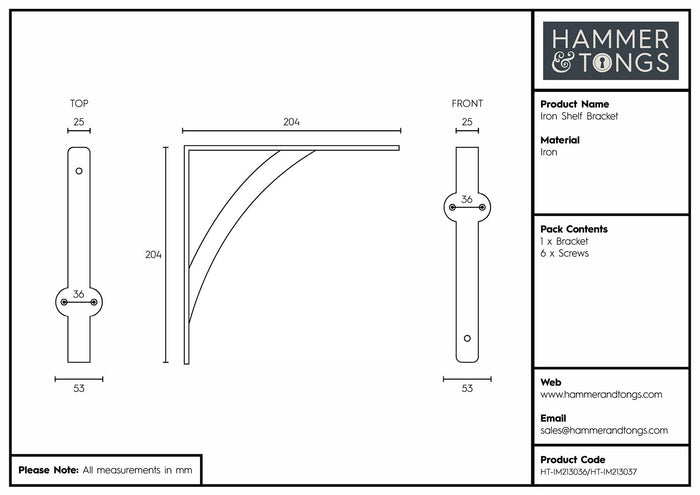 205mm Iron Shelf Bracket