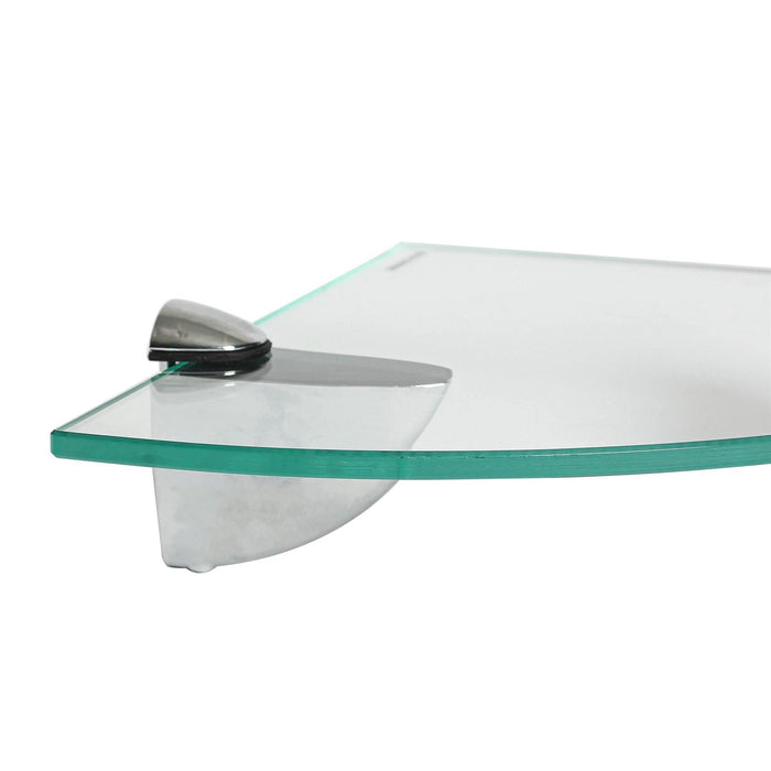 20cm Floating Glass Corner Shelf with Chrome Fixings
