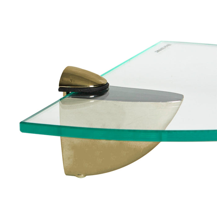 20cm Floating Glass Corner Shelf with Gold Fixings
