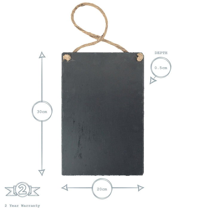 20cm x 30cm Rectangle Slate Hanging Notice Board