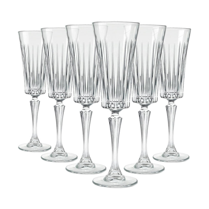 210ml Timeless Crystal Glass Champagne Flutes - Pack of 6