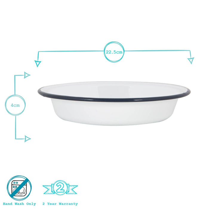 22.5cm White Enamel Deep Bowls - Pack of Six
