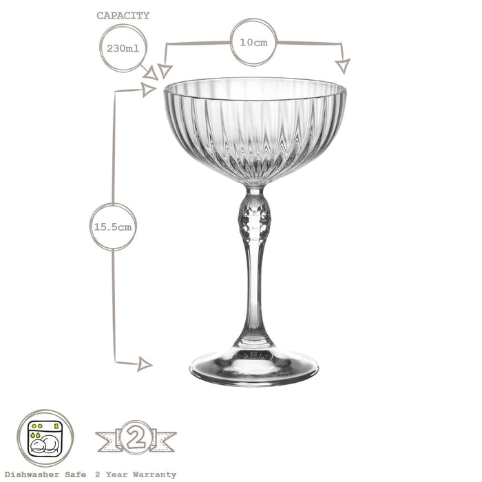 230ml America '20s Champagne Saucers - Pack of Six