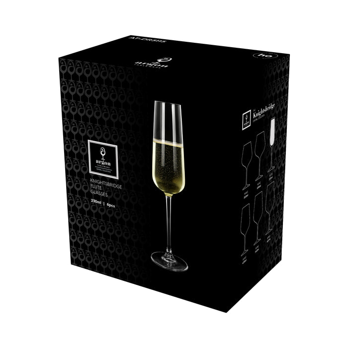 230ml Knightsbridge Crystal Champagne Flutes - Pack of 6