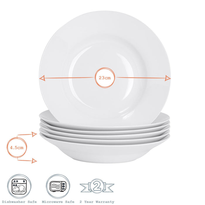 23cm White Soup Bowls - Pack of Six
