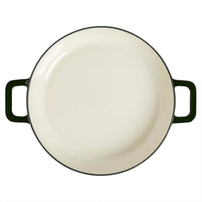 2.3L Dark Green Cast Iron Shallow Casserole Dish