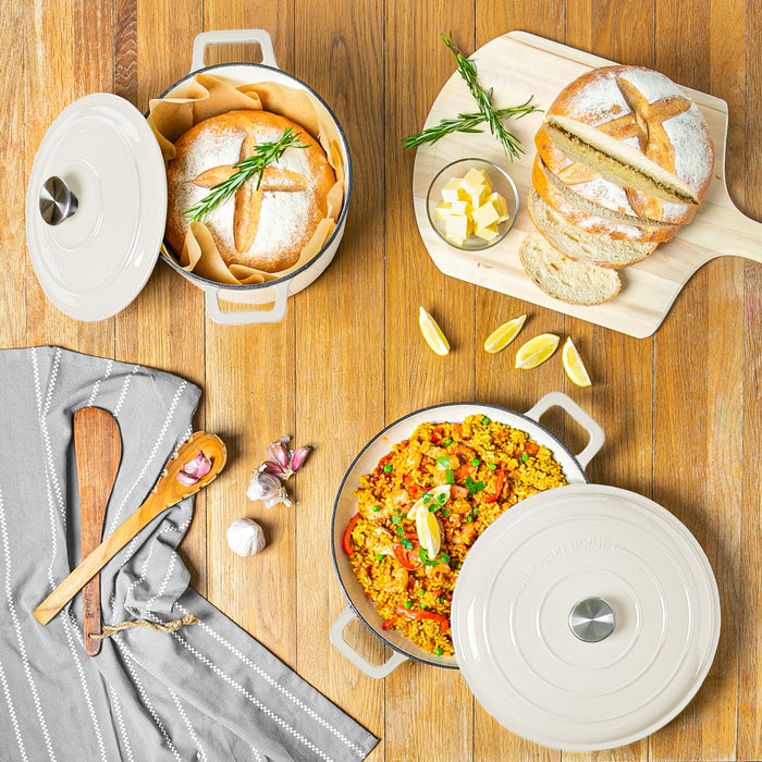 2.3L Pebble Gloss Cast Iron Shallow Casserole Dish