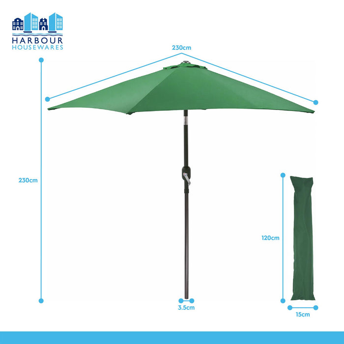 2.3M Tilting Garden Parasol and Base Set - Navy