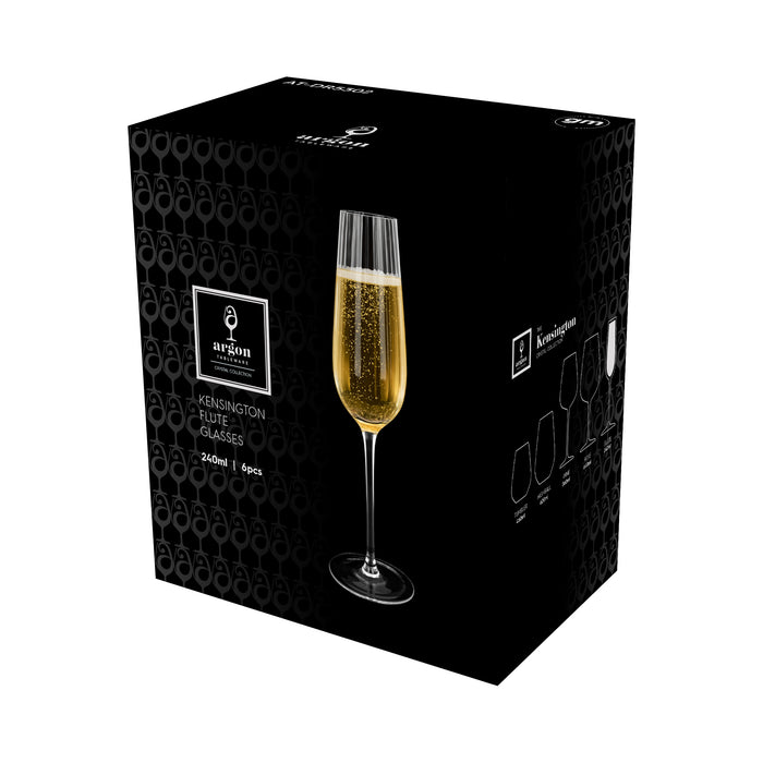 240ml Kensington Optic Crystal Champagne Flutes - Pack of 6