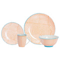 24pc Hand-Printed Orange Floral Stoneware Dinner Set
