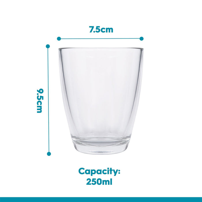 250ml Conical Glass Tumblers - Pack of 6