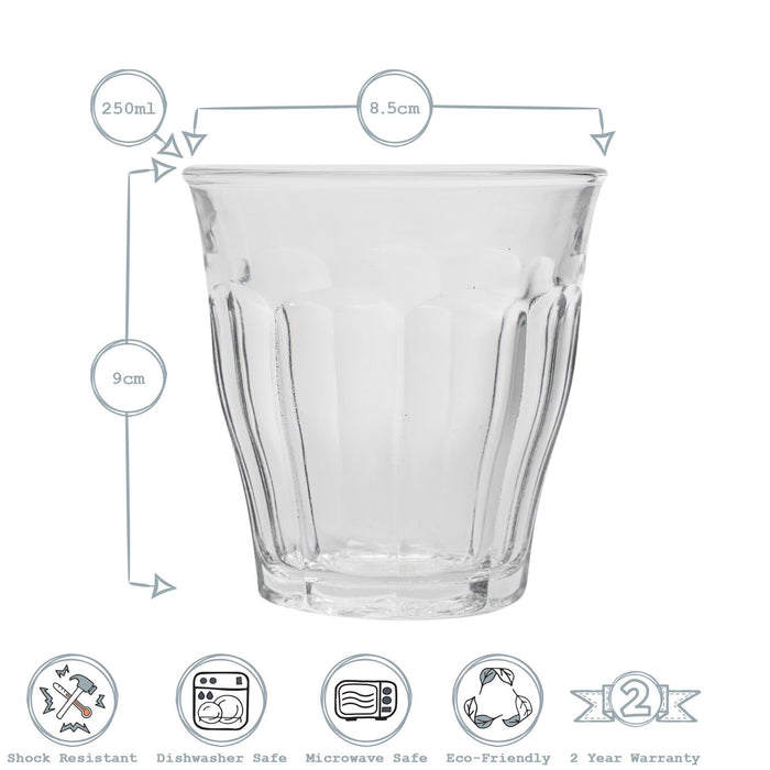 250ml Green Picardie Water Glasses - Pack of Six