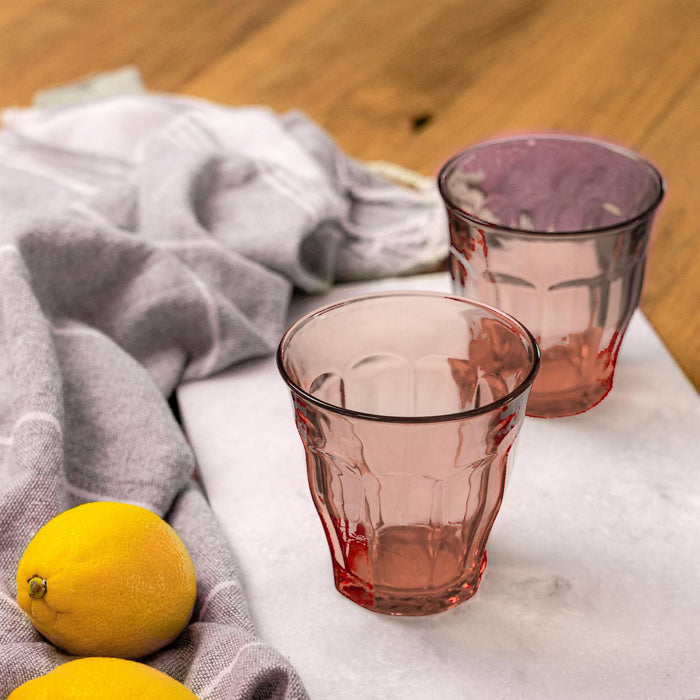 250ml Pink Picardie Glass Tumblers - Pack of Four