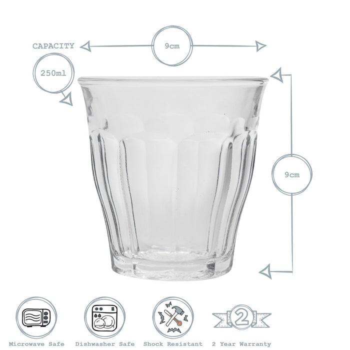 250ml Pink Picardie Glass Tumblers - Pack of Four